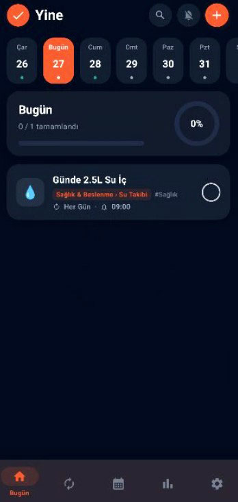 Yine koyu tema bugün ekranı