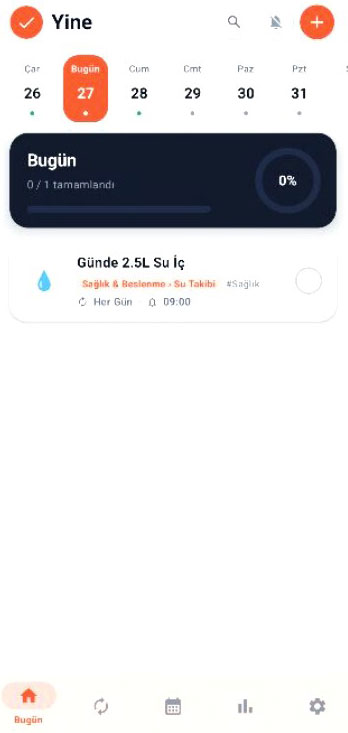 Yine açık tema bugün ekranı